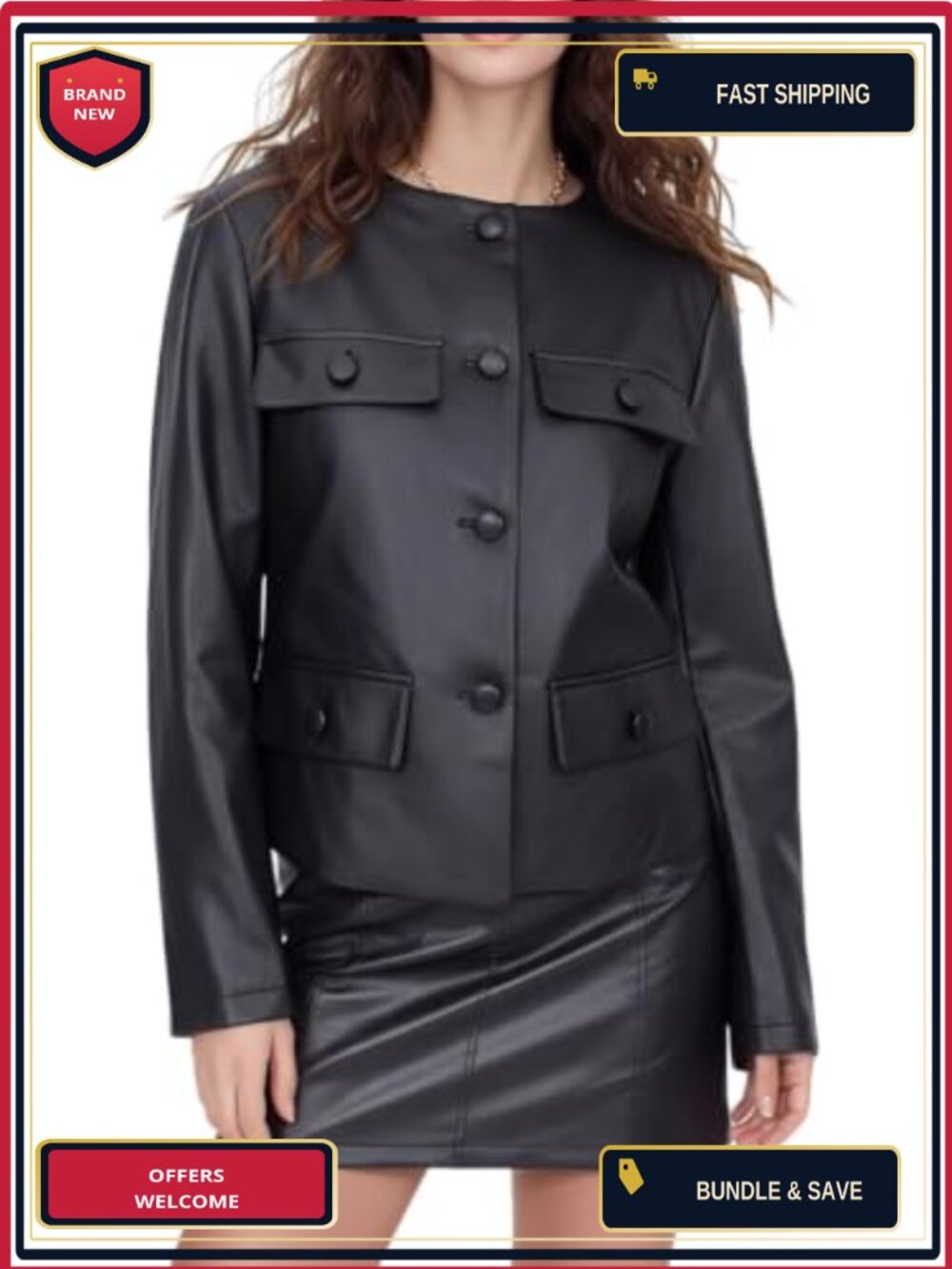 Women's Faux Leather Versatile Streetwear Short Jacket